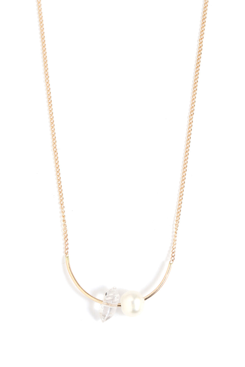 Herkimer and Pearl Arch Necklace