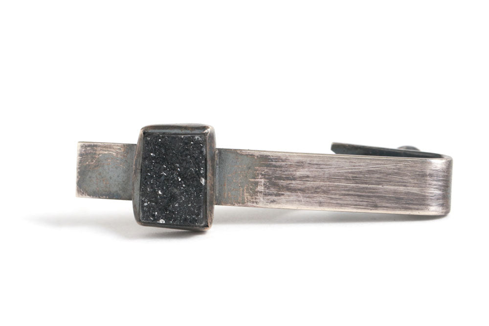 Psilomelane Black Druzy Tie Bar Tie Bar OFK1874-sized