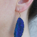Boulder Opal Drop Earrings with Diamond Halo Earrings OFK4151-onmod