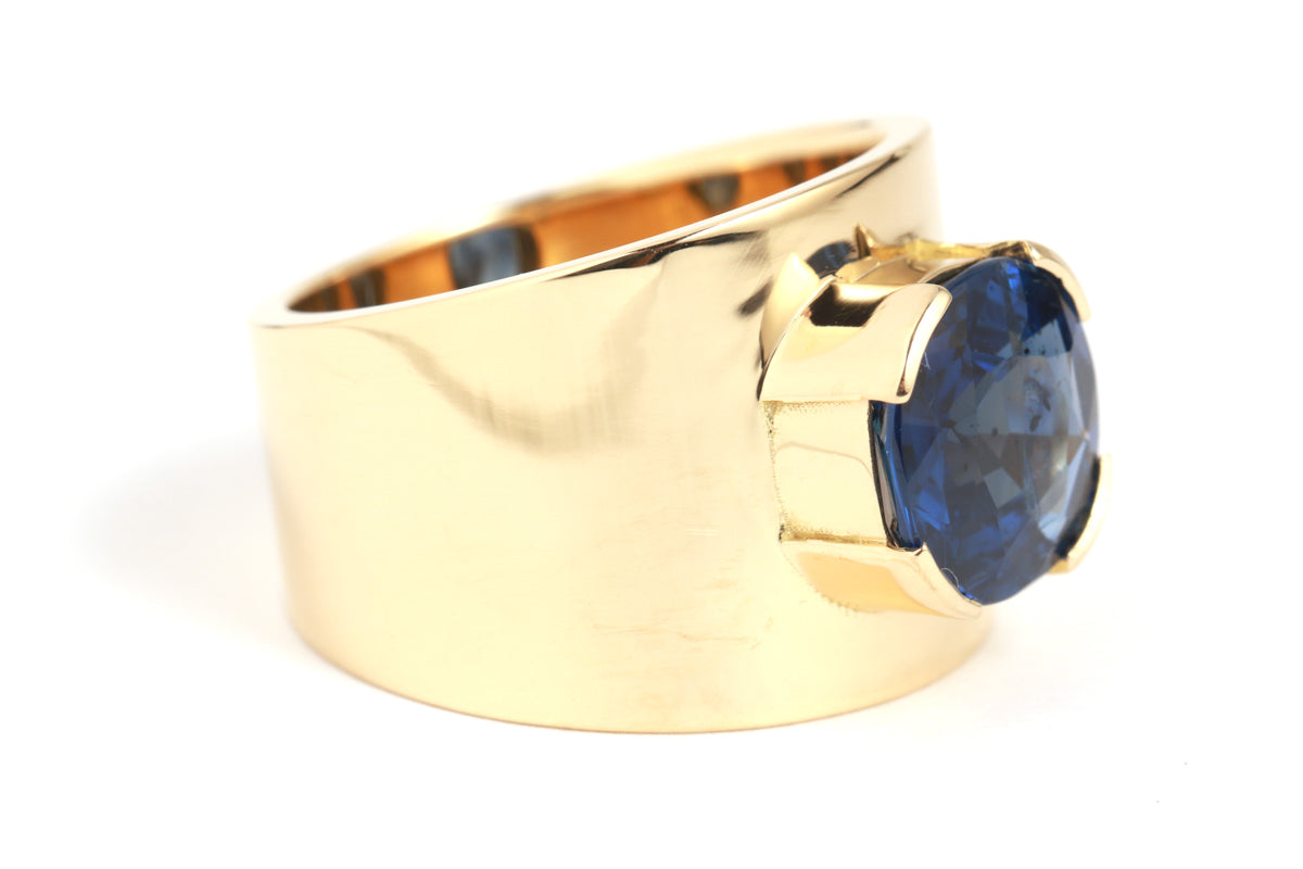 Armored Blue Sapphire Cigar Band Rings OFK4154-2