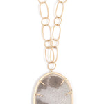 Speckled Grey Druzy pendant with Round and Oval Handmade Chain Necklaces OFK4206