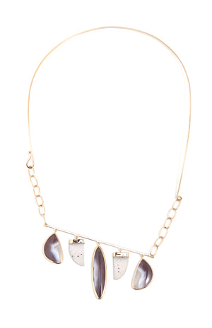 Mobile Collar Necklace with Amethystine, Agate, and White Druzy