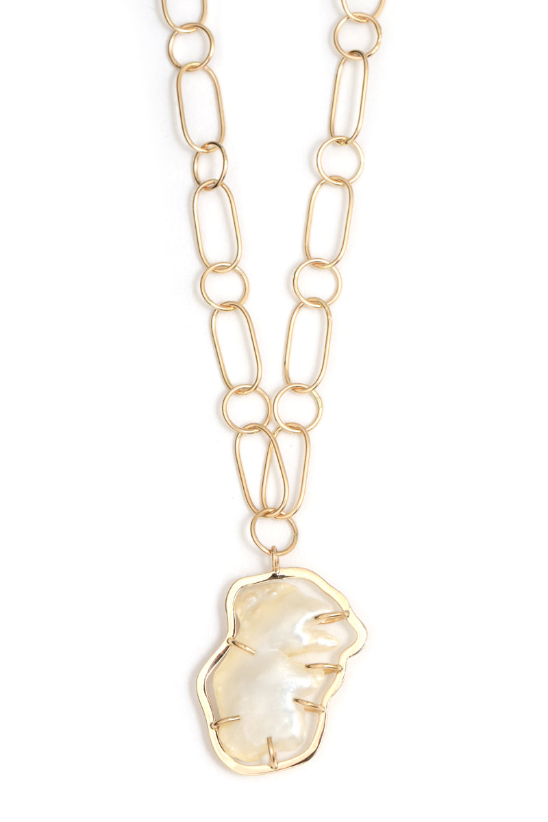 American natural pearl prong halo necklace Necklaces OFK4300