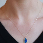 Freeform Pear Opal Pendant Necklace with Diamond Halo Necklaces OFK4399-onmod