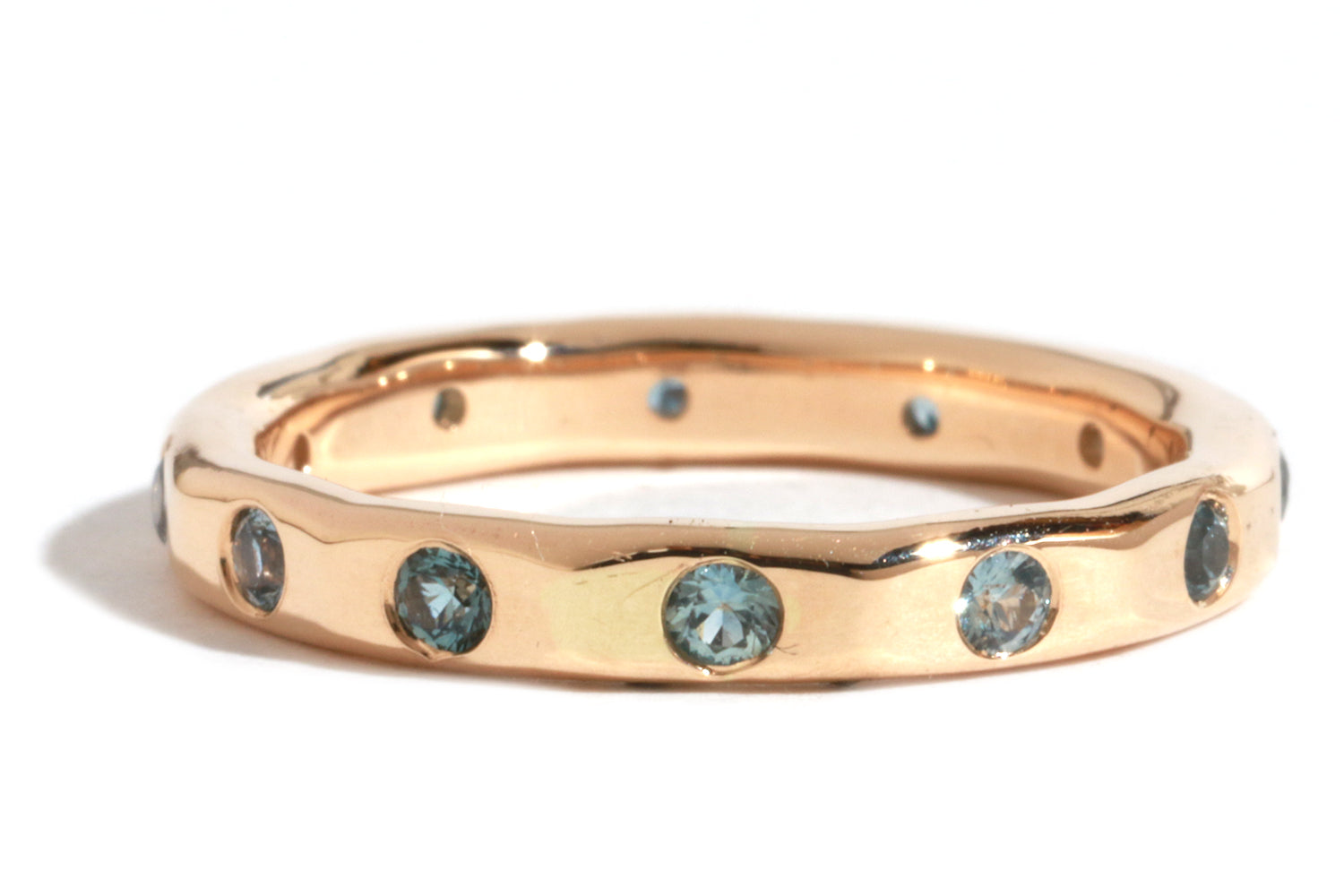 2mm Montana Sapphire Wedding Band - 14 Karat Gold - Melissa Joy Manning Jewelry