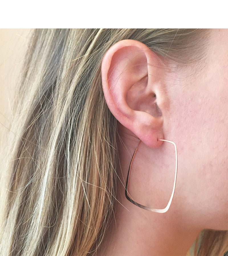 1.5 inch Square Hoops Earrings SQHonmodel