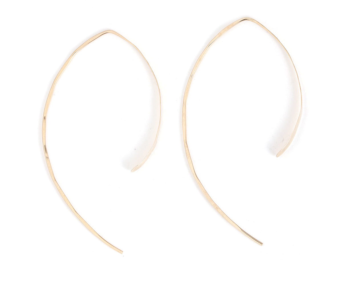 3 Inch Wishbone Hoops Gold Earrings e1195-2