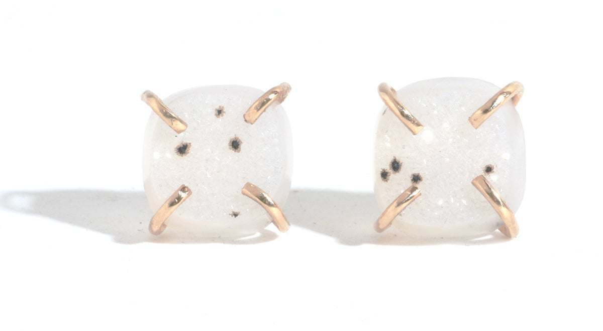White Druzy Stud Earrings - Melissa Joy Manning Jewelry