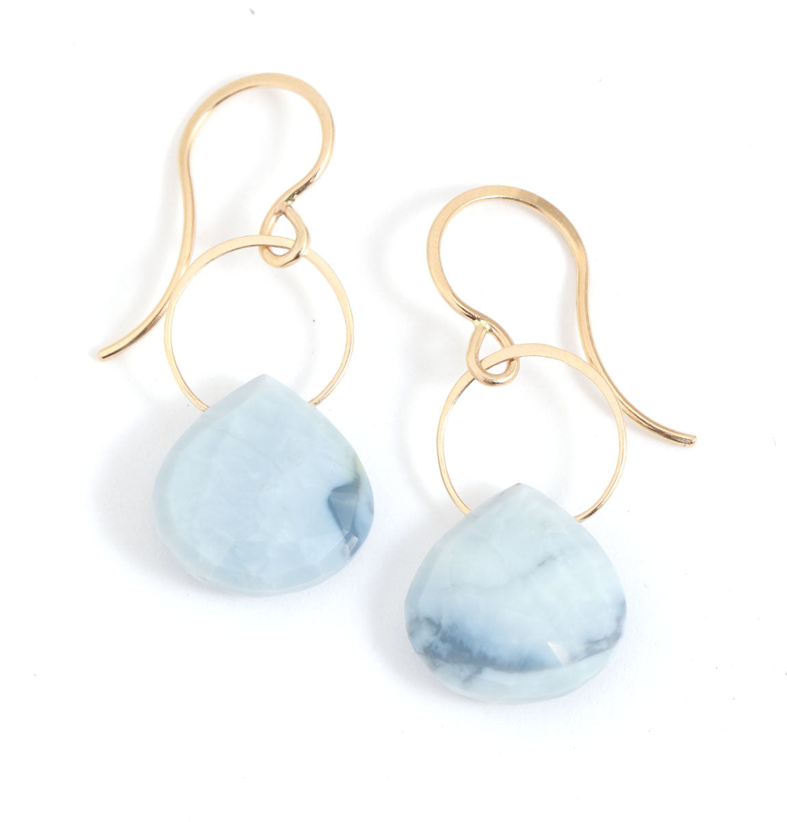 Blue Opal Single Drop Earrings Gold EARRINGS e2249blo