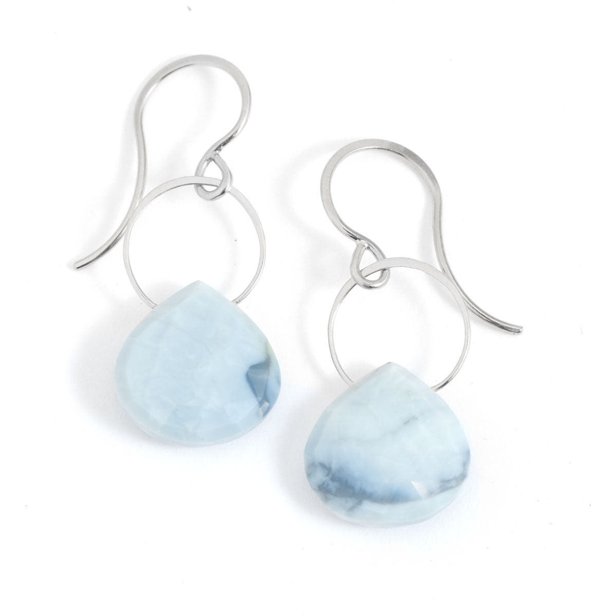 Blue Opal Single Drop Earrings