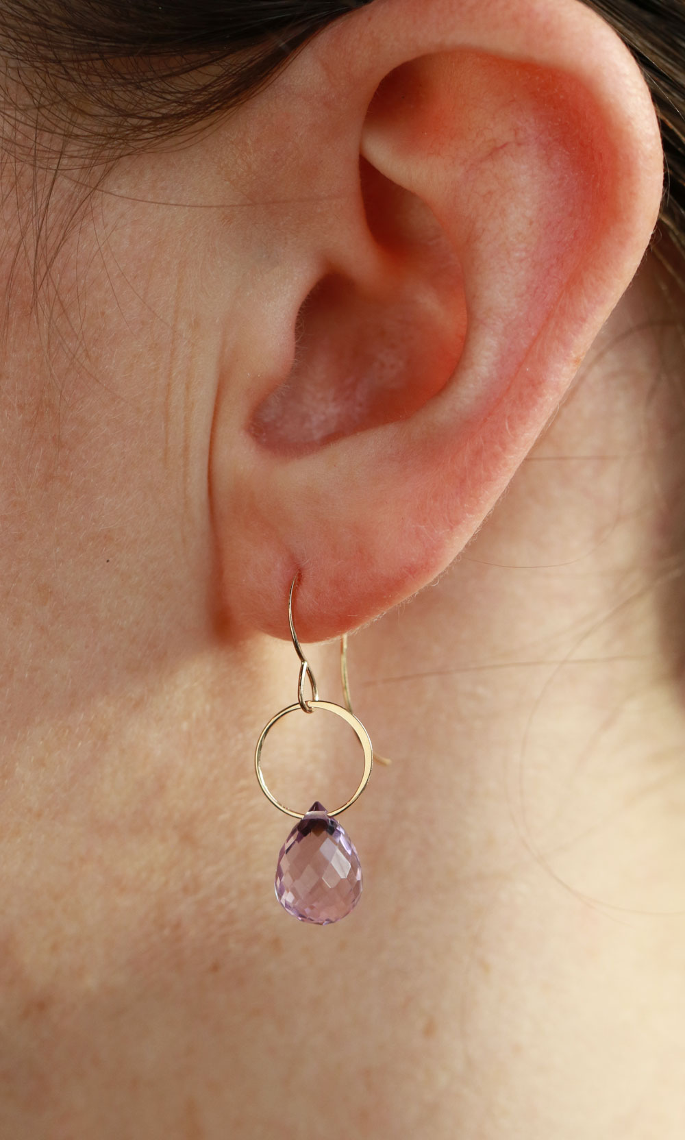 Rose Amethyst Single Drop Earrings