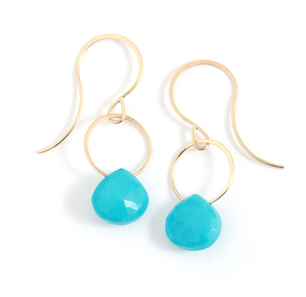 Turquoise single drop earrings - Melissa Joy Manning Jewelry