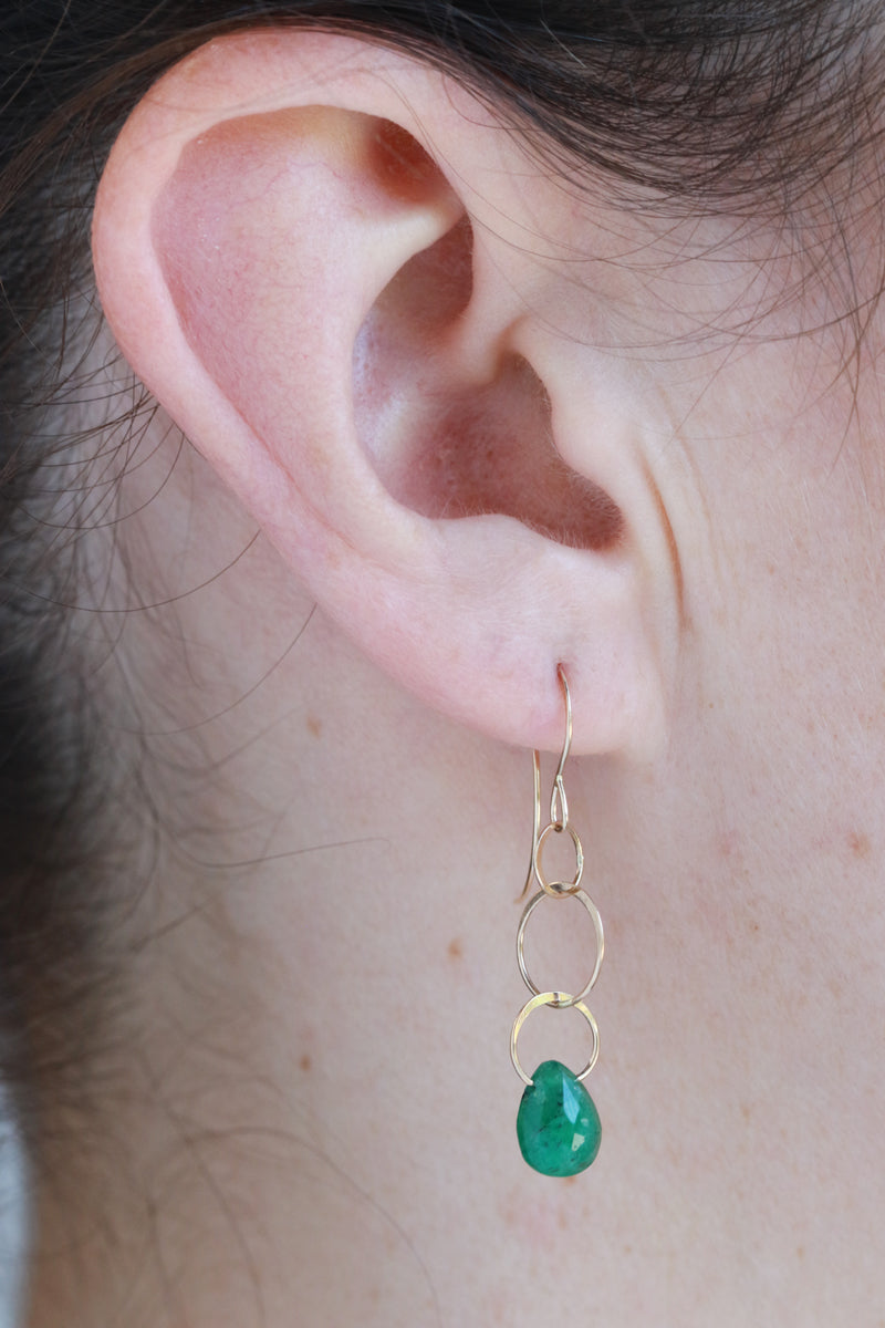 Emerald single drop earrings - Melissa Joy Manning Jewelry