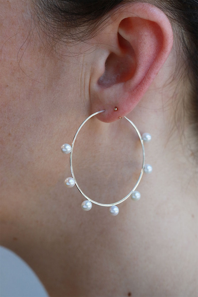 Pearl Halo Hoops Earrings e3071-onmod