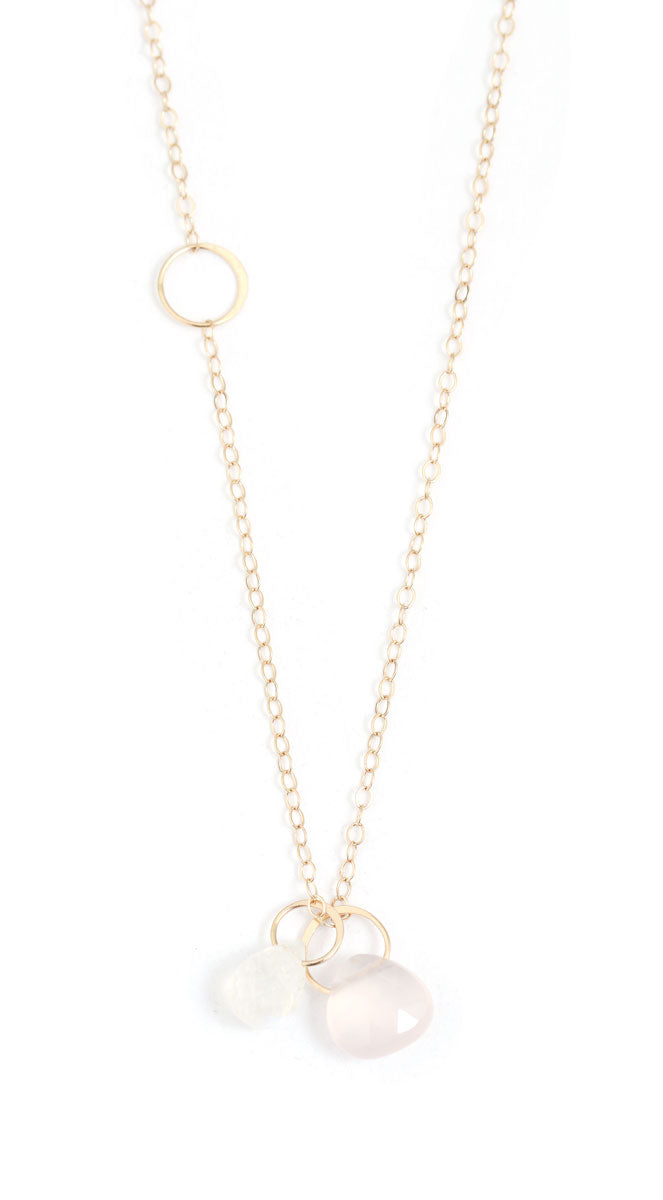 Rose Quartz and Moonstone necklace Gold Necklaces n1831pc