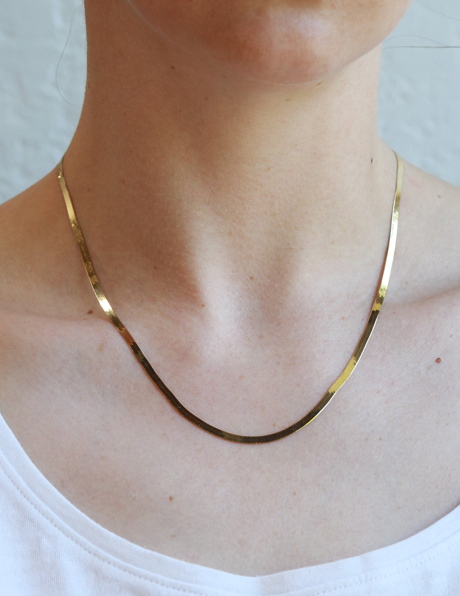 Gold Herringbone Chain - 3mm width