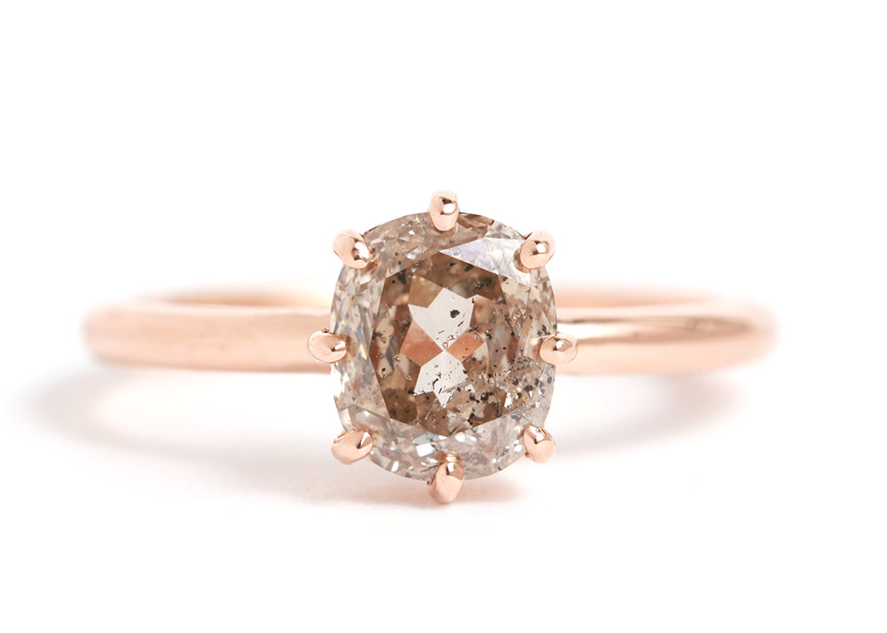 Cushion Cut Rosy Champagne Diamond Ring Rings ofk3913-1