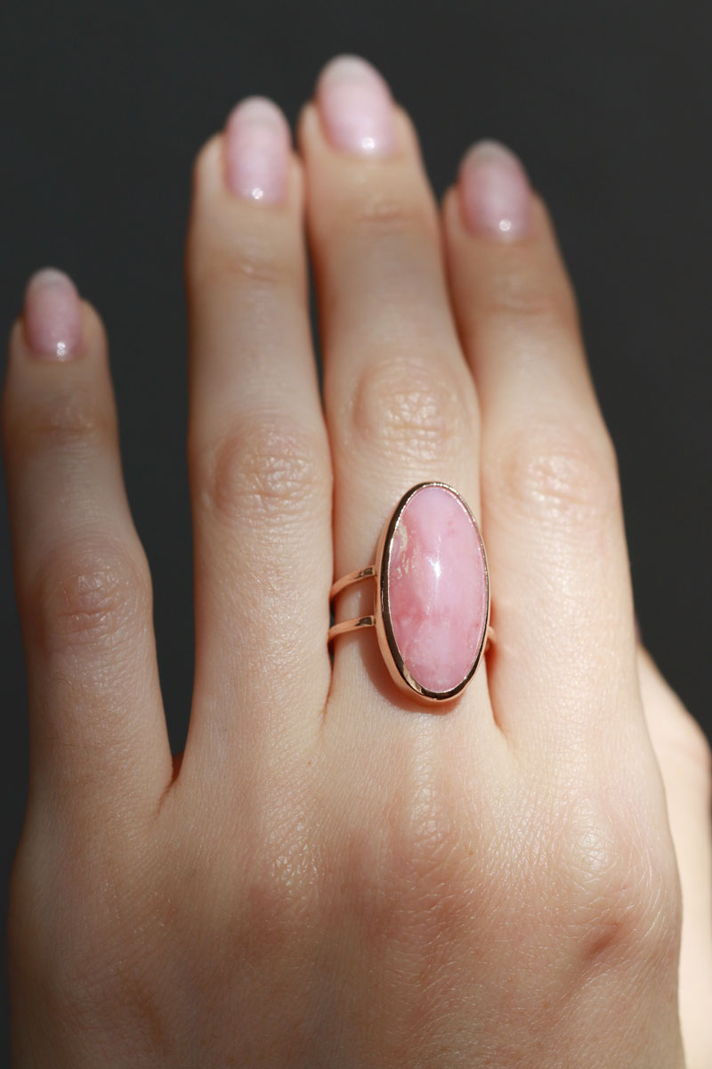 Pink Opal Double Band Ring