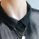 American natural pearl prong halo necklace Necklaces ofk4300-onmod